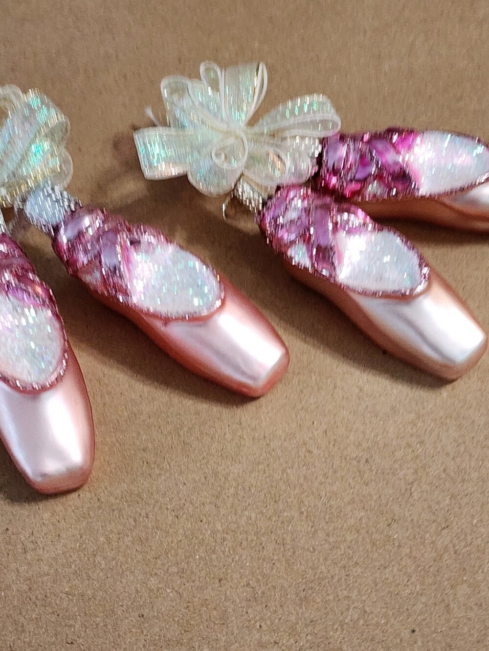 Vintage Old World Christmas Ballet Ballerina Slippers Shoes Glass Ornament 3"